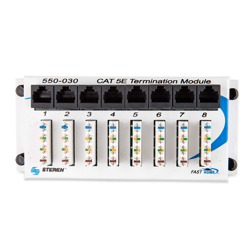 Steren 8 Port Network Hub - FastHome Cat 5E Termination Data Hub Module - High-Speed Network Connector for Home & Office
