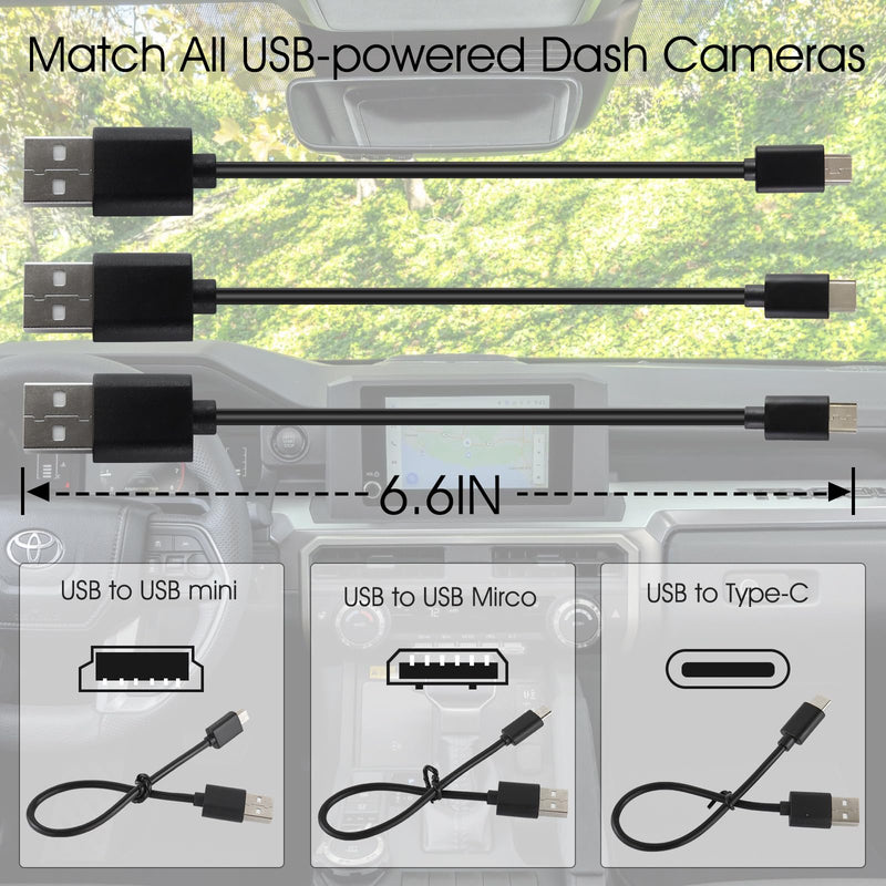 Dash Cam Power Adapter (12-Pin Type A) for 15-23 Toyota Tacoma/15-16 Highlander/16-20 Sienna/18-21 Tundra/Select Honda Ridgeline,Connects to Auto-Dimming Rearview Mirror, USB Power Dash Cam Adapter