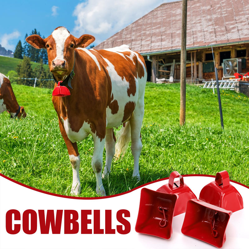 Foraineam 12 Pcs Cow Bells, Metal Loud Call Bell Alarm Noisemakers with Handle, Cowbells Hand Percussion Musical Instruments for Sporting Football Events, Weddings, Team Cheering, New Year's Eve