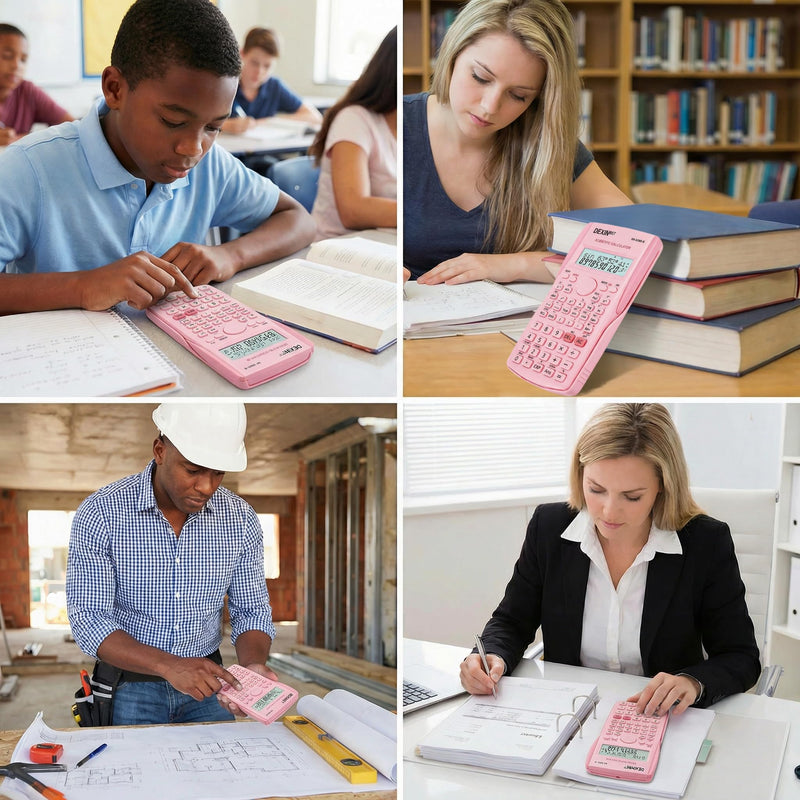 24 Pack Scientific Calculators, 2 Line Engineering Large Display Scientific Calculator Bulk Multi-Function Ideal for Student Teacher Algebra Chemistry Finance Construction Office School Business, Pink