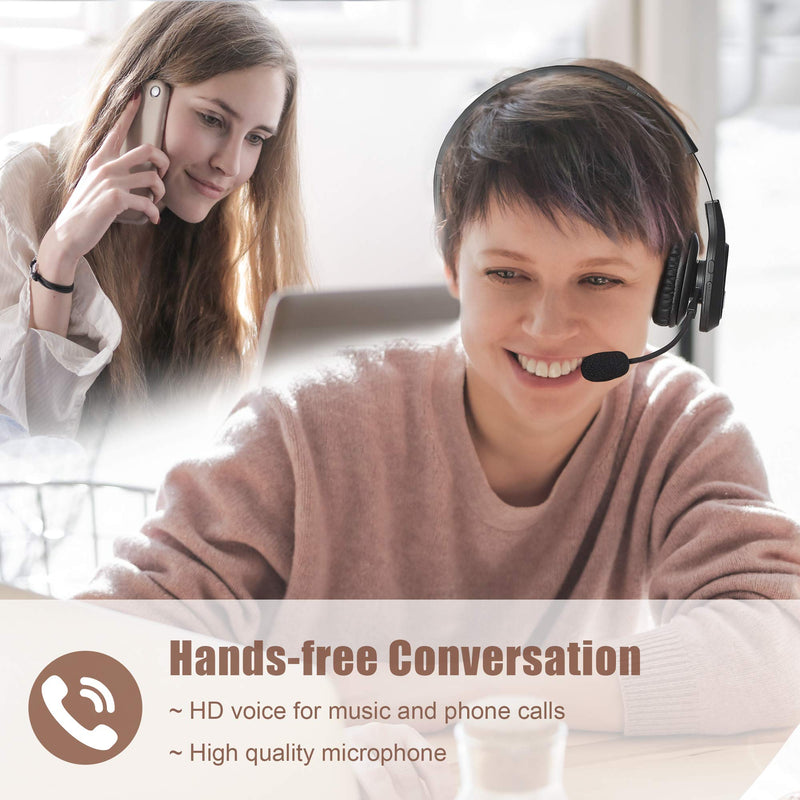 COMEXION Trucker Bluetooth Headset V5.0, Wireless Headset with Noise Canceling&Mute Microphone for Cell Phones, On Ear Bluetooth Headphone for Computer, Zoom Meetings, Skype, Home Office BH-M100