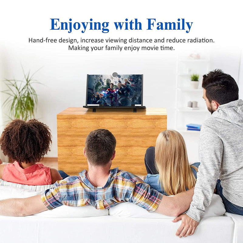 18" Screen Magnifier for Cell Phone – 3D HD Magnifing Screen Enlarger Projector for Movies Videos and Gaming – Foldable Phone Stand Holder with Screen Amplifier–Compatible with All Smartphones Black-18''