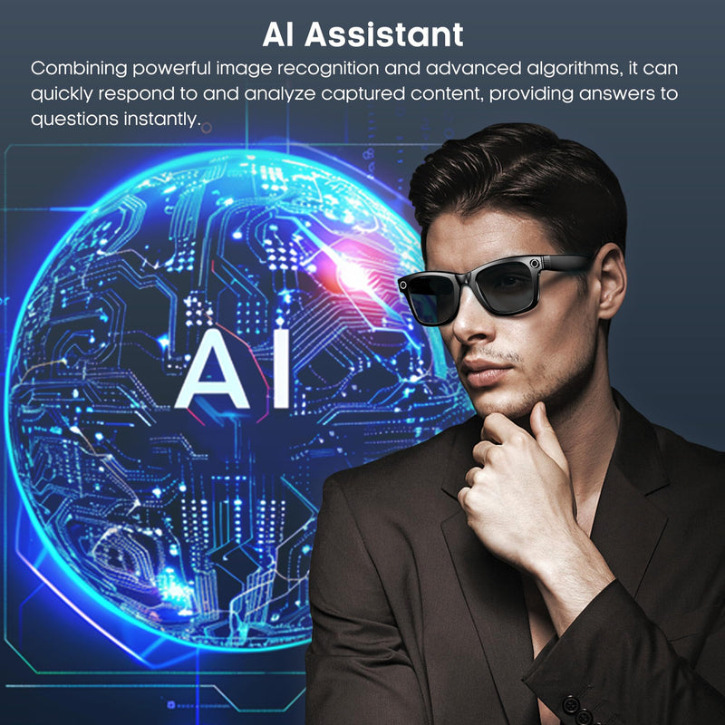 Yowow BIT AI Smart Camera Glasses with 4K Ultra-Wide Anti-Shake Camera,HD1080P Videos, Vlog Recording, AI Translation, AI Voice Assistant, Open Ears, Wi-Fi Transmission, Music Control Sunglasses
