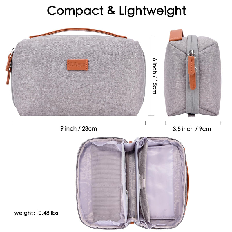 DDgro Electronics Organizer Travel Pouch - Perfect Accessory Bag for Electronics, MacBook Charger & Cords, Cables, Hard Drive (Light Grey-Brown) Light Grey-Brown