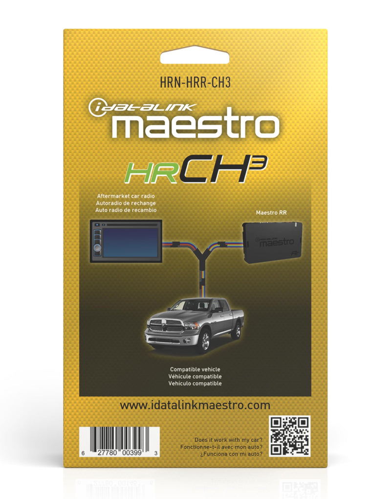 Idatalink Maestro HRN-HRR-CH3 T-Harness for Select Chrysler, Dodge, and Jeep 2013+ Vehicles - Replace The factory radio while retaining steering wheel controls (ADS-MRR or ADS-MRR2 module required)