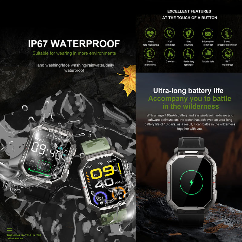 Smart Watch for Men, Bluetooth (Answer/Make Call) Fitness Tracker Tactical Military Waterproof Smartwatch for Android Phones iPhone Outdoor Sports Digital Watches Heart Rate Blood Pressure Monitor