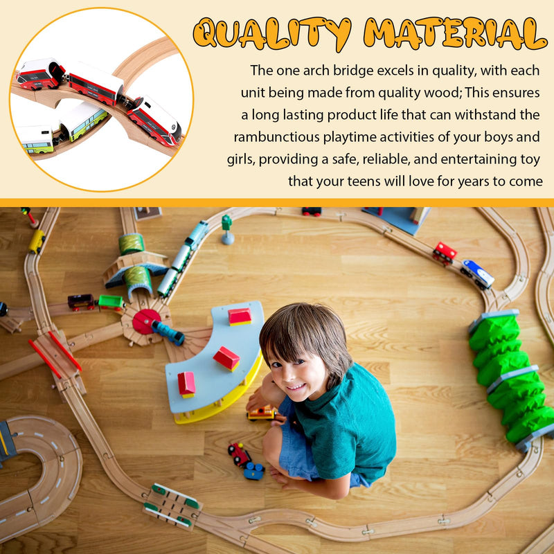 Kigley Wood Train Track Expansion Wooden Train Track Accessories Wooden Bridge for Most Major Toy Railway