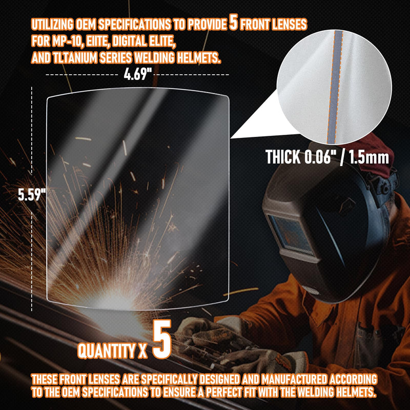 [AUSTRALIA] - 216326 Front Cover Lens - Welding Helmet Lens Replacement - Ultra-Clear Scratch Resistant Welding Lens for MP-10 and Digital Elite Helmets 5 