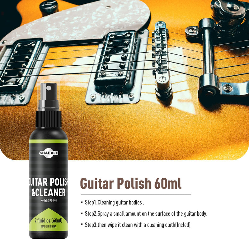 Guitar Cleaning, Guitar Cleaner Polish All IN ONE Kit: Guitar Polish, Fingerboard Lemon Oil, String Cleaner Oil, Guitar String Winder, Cleaning Cloth, for Guitar Care and Maintenance Basic Kit
