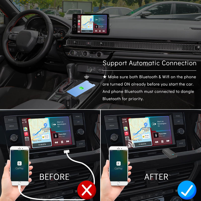 2IN1 Wireless CarPlay Android Auto Adapter for Apple iPhone ＆ Android (2025-2026 Upgrade), Convert Original Wired to Wireless CarPlay Adapter USB Dongle, Plug & Play, Fast Stable Connection