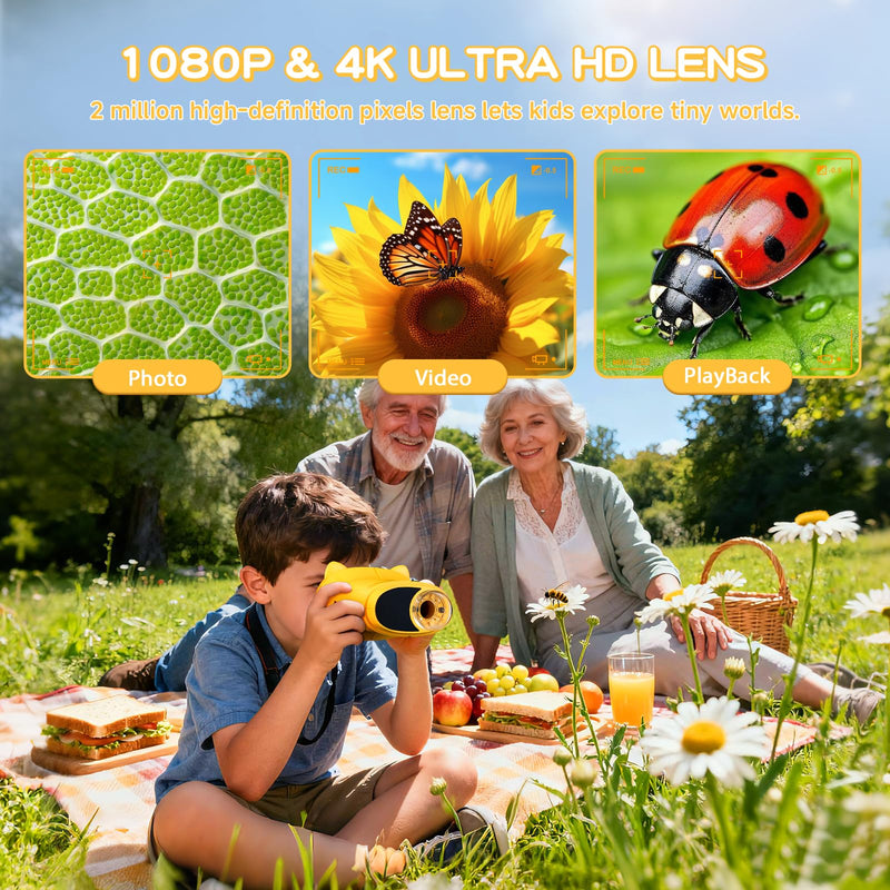 [AUSTRALIA] - 1000X Handheld Digital Microscope for Kids : Wonderquest Microscope with 2.0" IPS Screen, STEM Toys for Ages 3-6 8-13 Girls Boys Child, Portable Edu Gift Age 4-6 8-12 Children Students Yellow 