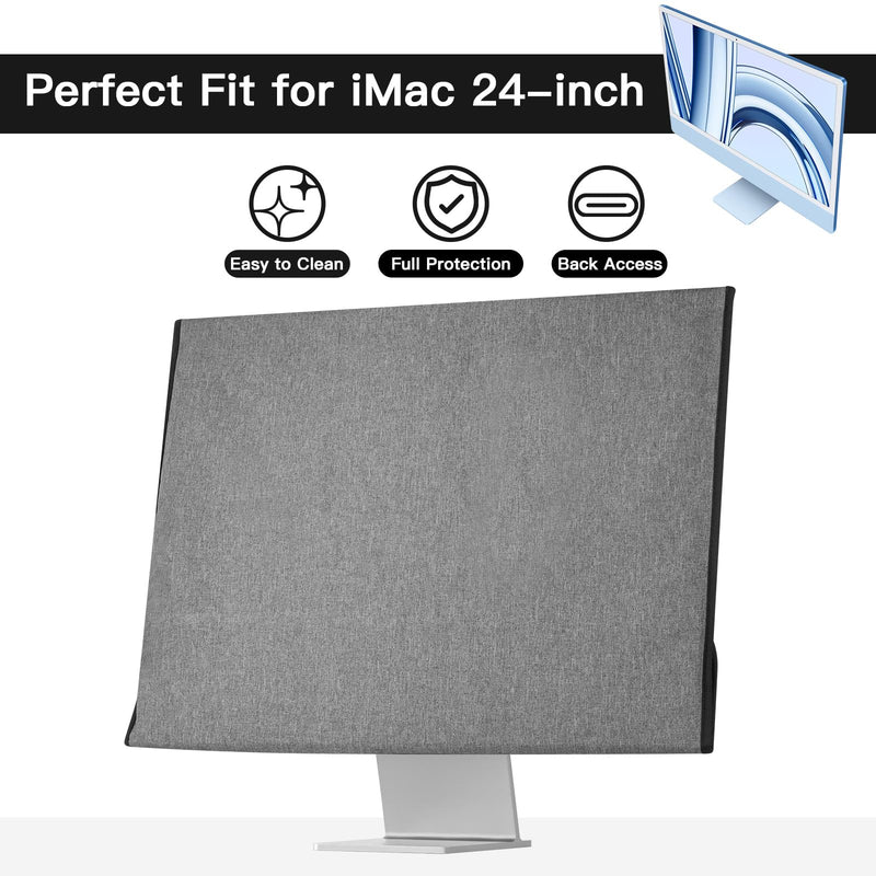 Monitor Dust Cover Compatible with iMac 24 inch 2021/2023/2024 | Oxford Fabric Protective Sleeve, Full Screen Coverage, Dustproof Anti-Scratch for iMac 24" All in one Desktop Computer, Gray