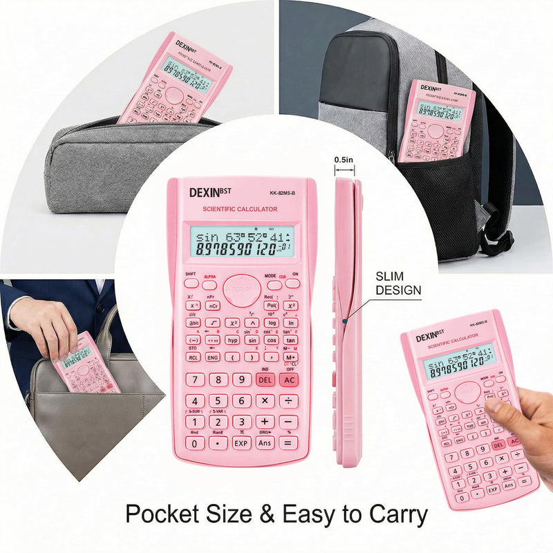 24 Pack Scientific Calculators, 2 Line Engineering Large Display Scientific Calculator Bulk Multi-Function Ideal for Student Teacher Algebra Chemistry Finance Construction Office School Business, Pink