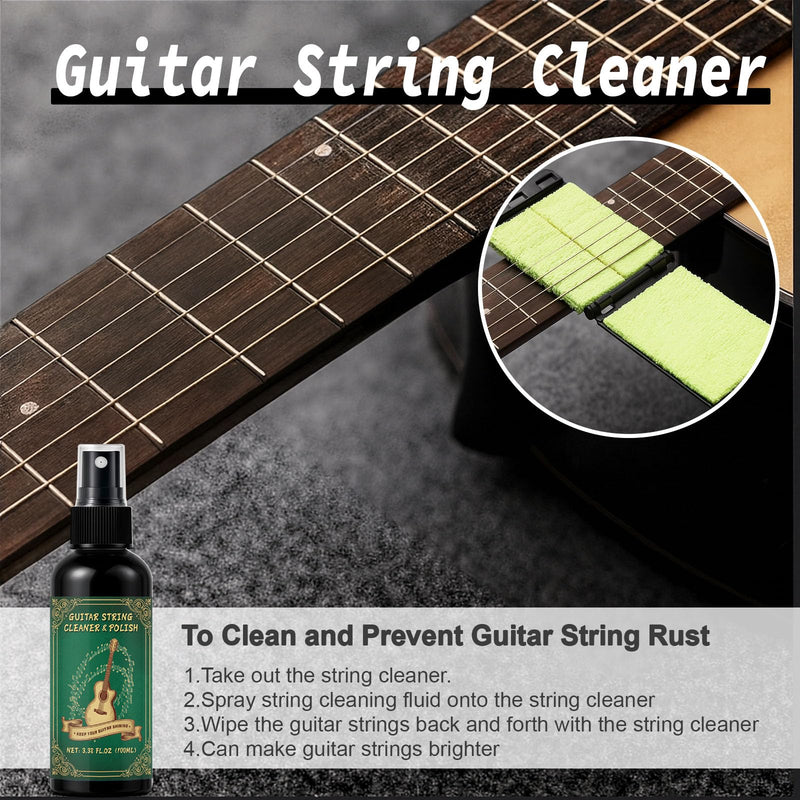 [AUSTRALIA] - 9pcs Guitar Cleaning Kit with Fret Polish, Guitar Cleaner Prevents Wear, Fading, and Cracking, While Keeping Your Instrument in Its Best Appearance and Sound Quality at All Times 