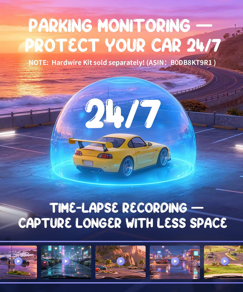 [AUSTRALIA] - KAWA Dash Cam 2K with Voice Control,Mini Spherical Front Dashcam, 360° Rotatable Mount,32G SD Card,Built-in WiFi and App,G-Sensor,NightEagle Engine, 24H Parking Monitor, Video Recorder for Cars black 