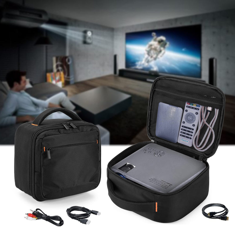CURMIO Projector Case, Mini Projector Carrying Bag Compatible for DR.J Professional and QKK Mini Projector, Black Single Layer