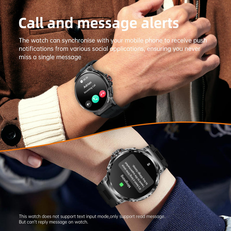Smart Watch for Men 1.85" Big Screen Sport Fitness Tracker (Black) | IP67 Waterproof, 710mAh Large Battery, Bluetooth Call, Heart Rate, Outdoor Step Tracker Watch Compatible for iPhone Android Black