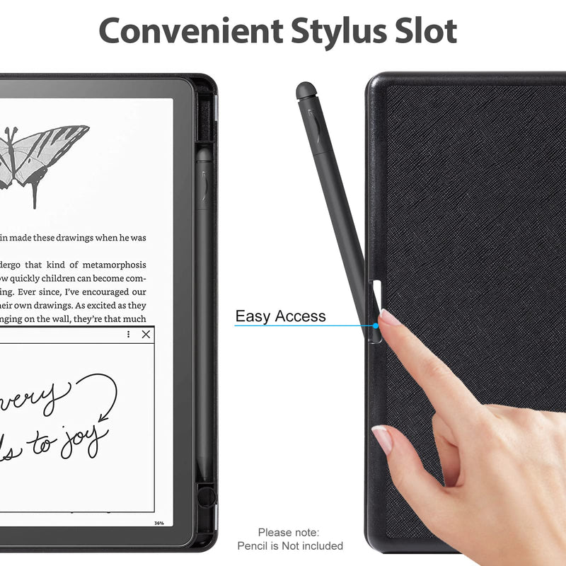 CoBak Case for Kindle Scribe - All New PU Leather Cover with Auto Sleep Wake Feature for Kindle Scribe 10.2" 2022 Released with Pen Holder Black
