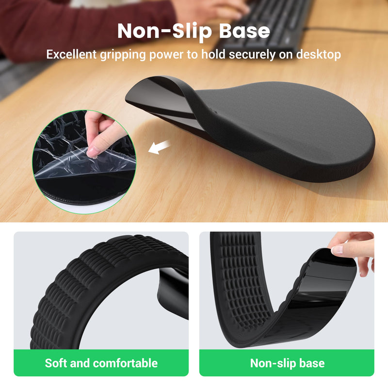 MEKASS Ergonomic Mouse Pad and Keyboard Wrist Rest Set, Super Soft Memory Foam Desk Wrist Support for Computer Keyboard, Non-Slip Arm Palm Rests Cushion for Typing Gaming Office Laptop Mac (Black) Black