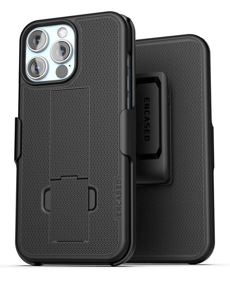 Encased DuraClip for iPhone 16 Pro Max Belt Clip Holster Case with Tempered Glass Screen Protector (Black) (Pack of 2) iPhone 16 Pro Max (Pack of 2) Black