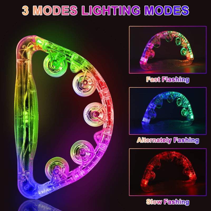 Aywewii LED Tambourine, Light Up Toys Handheld Musical Flashing Tamborine Autism Toys Party Supplies for Birthday Anniversaries Gifts for Kids Adults Teens 1 Pcs