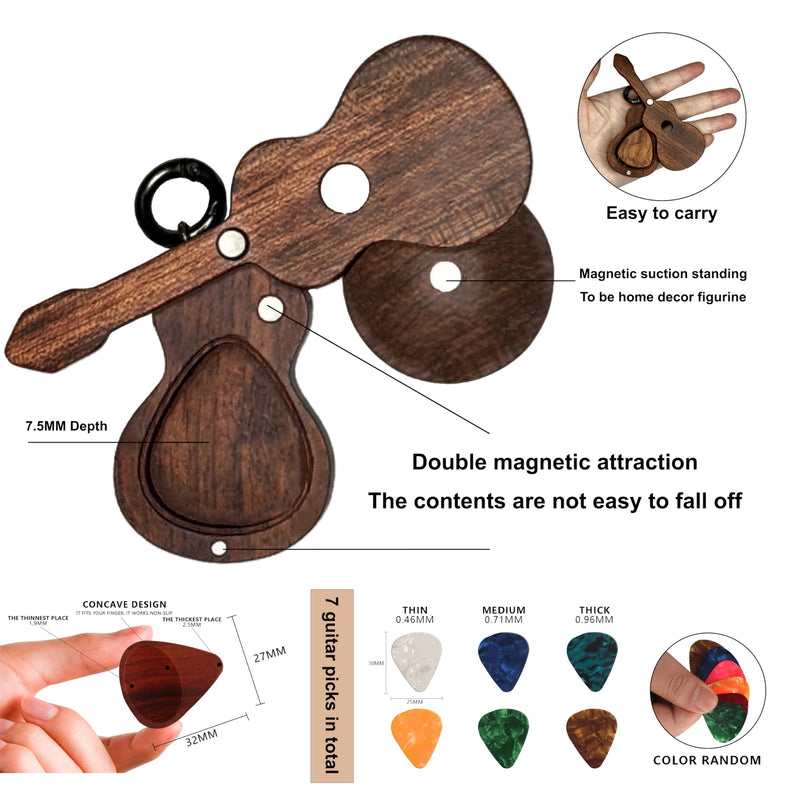Guitar Pick Holder with Guitar Picks Guitar Keychain Wooden Home Decor Statues car mirror decor hanging Guitar gifts Music gifts car gifts