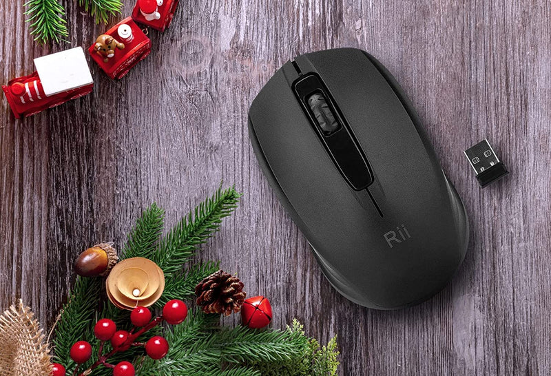 Rii Wireless Mouse 1000 DPI for PC, Laptop, Windows,Office Included Wireless USB dongle (Black) Black