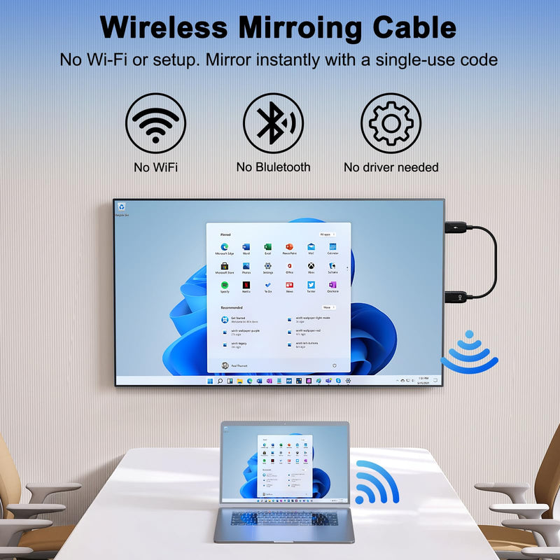 [AUSTRALIA] - Wireless HDMI Mirroing Adapter/Cable/dongle,Streaming Stick,Wireless Display Adapter Extender Streaming Video/Audio to TV/Projector/Monitor,Suitable for iPhone/iPad/MacBook/Smartphone/Notebook Black 