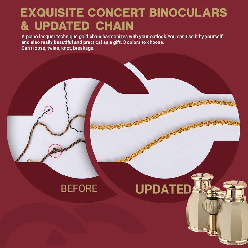 [AUSTRALIA] - ESSLNB Opera Glasses Binoculars for Women Adults 4X30mm Theater Glasses Compact Binoculars for Theater and Concerts Antique Binoculars with Case Removable Chain (Gold) Gold 
