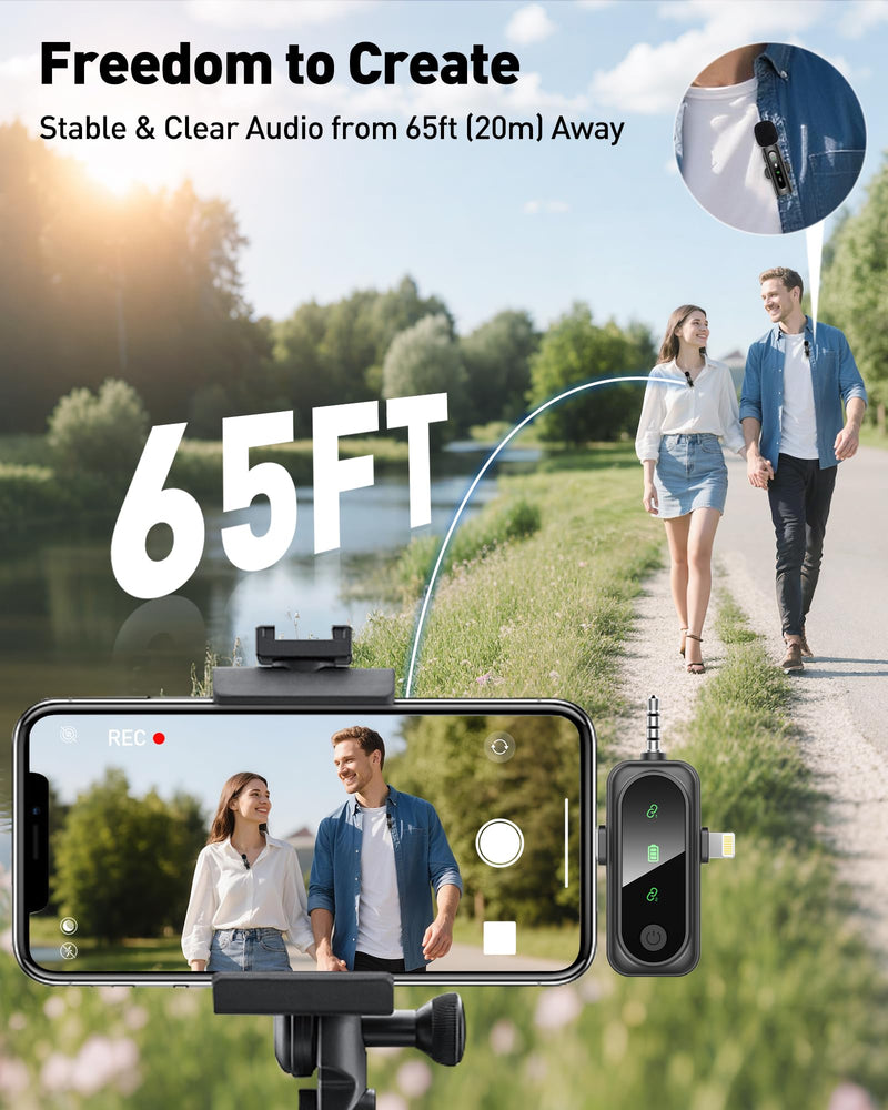 Wireless Lavalier Microphone for iPhone, Android, USB C, PC, Camera Video Recording 4 in 1 Clip-on Mics with Rotatable Clip&Denoise Recording, for Vlog Tiktok YouTube Podcast Content Creator 3in1 Black3