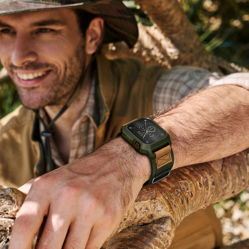 Bundle of the Three buckles Apple Watch Band (Army green/Brown)