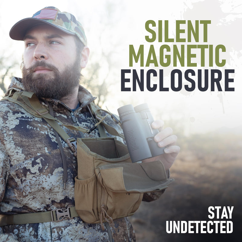 [AUSTRALIA] - Binocular Harness Chest Pack - Lightweight Hunting Chest Rig with Rangefinder Pouch, MOLLE System Bino Harness for Bow Hunting, Tactical Chest Pack for Men, Veteran Owned Gear, Coyote 