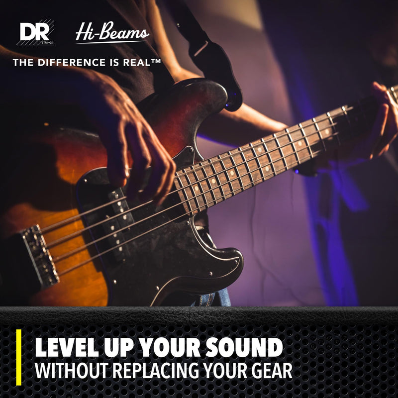 DR Strings - Hi-Beams - Bass Guitar Strings 4-String Set - Medium 45-105 - Stainless Steel Round Core - Bass Guitar Accessories (MR-45) 4-String(45-105)