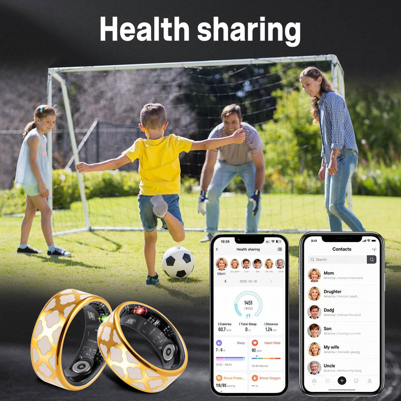 FAHKNS Smart Health Ring for Women Men: Fitness Tracker Ring with Heart Rate,Blood Oxygen,Sleep Monitor,Stress,Steps Counter,IP68 Waterproof for iOS & Android,No APP Fees (Enamel,10#)