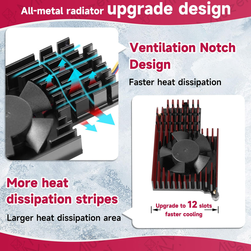 Miuzei Heatsink for Raspberry Pi 5 with Active Cooler Fan, Raspi5 Metal Cooling Case Cooler with PWM Active Fan, Aluminium Heatsink and Cooling Fan for Raspberry Pi 5 4GB/8GB Black