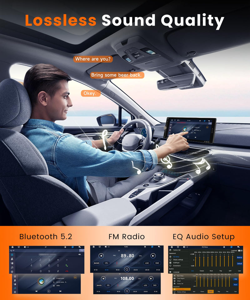 Single DIN Carplay Radio Wireless Android Auto, 6.9-Inch IPS Touchscreen Car Stereo with Bluetooth5.2 FM/RDS Radio EQ USB Backup Cam Included