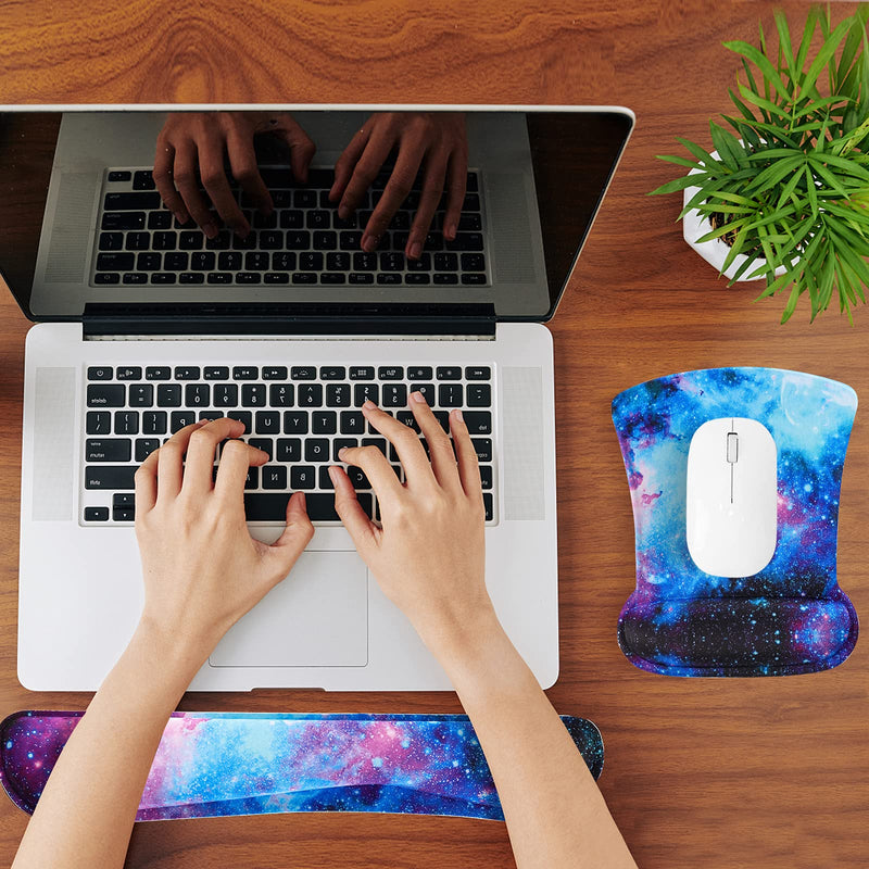 RICHEN Keyboard Wrist Rest Pad and Mouse Wrist Rest Support Mouse Pad Set,Durable & Comfortable & Lightweight for Easy Typing & Pain Relief-Ergonomic Support (Galaxy) Galaxy