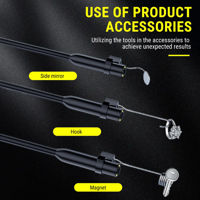 1080p Endoscope Camera with Light, IP67 Waterproof Dual Lens Endoscope Camera, 1080P HD Industrial Inspection Camera, with 8 Adjustable LEDs, 180° Rotatable Tube Camera, for Automotive, Gadgets for