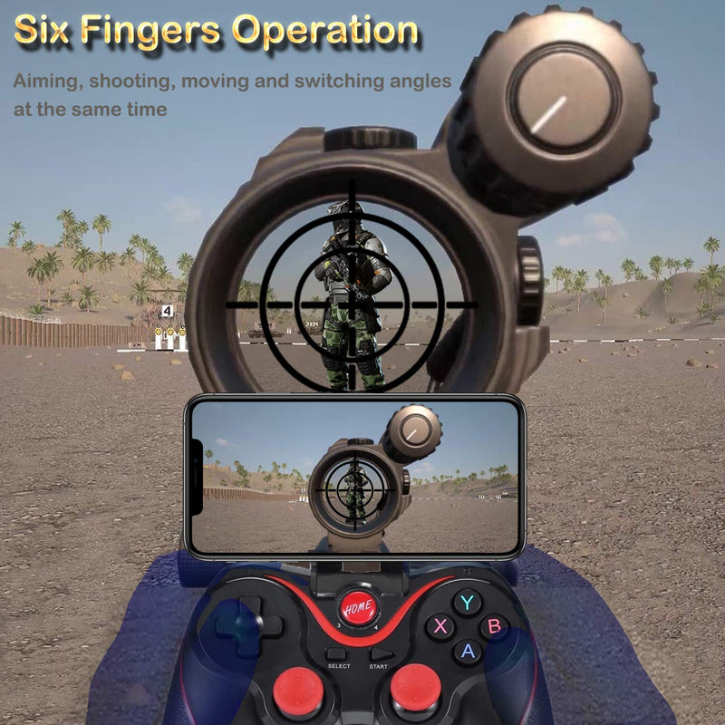 Android Gamepad Controller, Megadream Wireless Key Mapping Gamepad Joystick Perfect for Call of Duty & Apex Legends & More, Compatible for Samsung Galaxy HTC LG Other Phone, Not for iOS Black+Red