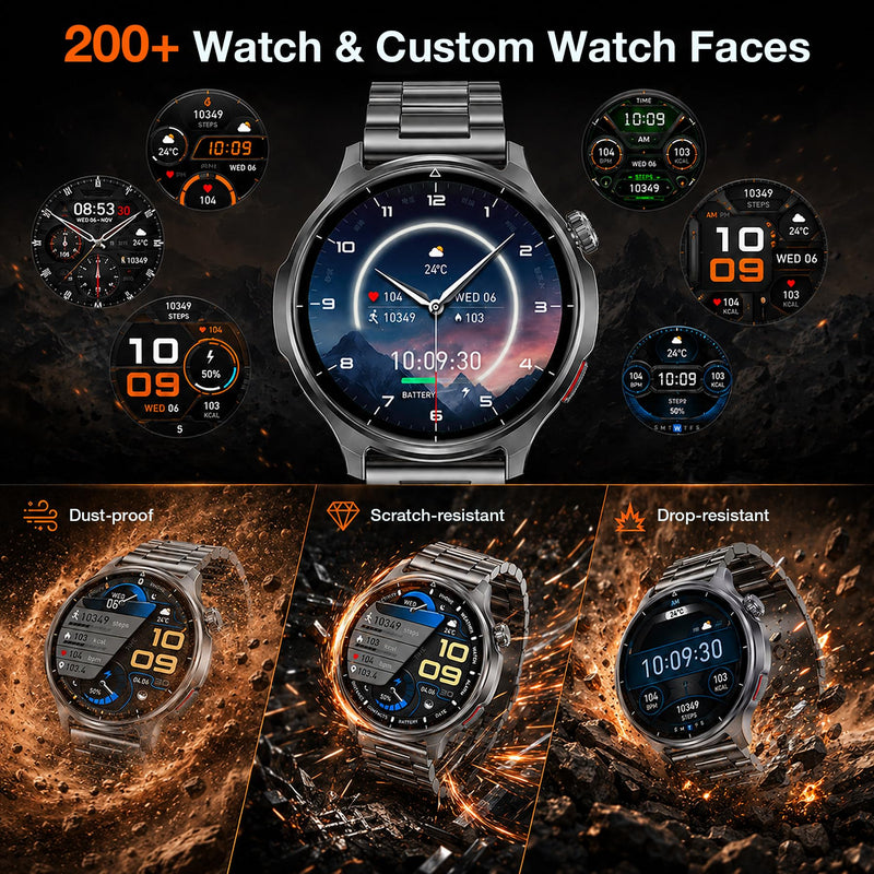 Smart Watch for Men,1000mAh Fitness Tracker 1.52" HD Smartwatch with Heart Rate SpO2 Blood Pressure Sleep Monitor, IP68 Waterproof/120+ Sports Modes, Watches for Men Compatible with Android iPhone Black