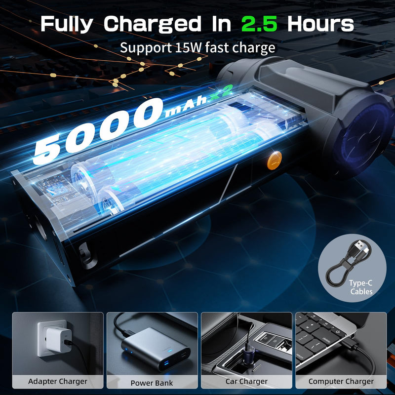 [AUSTRALIA] - Compressed Air Duster with Flashlight,180000RPM Electric Air Duster,4-Gear with Display High-Speed Electric Duster with Multi-Purpose Nozzles for Computer, Keyboard, Outdoor, House and Car 