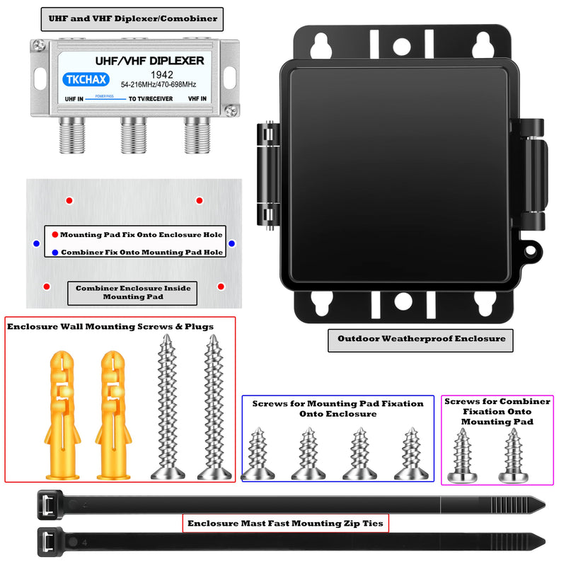 [AUSTRALIA] - UHF/VHF TV Antenna Combiner & Diplexer: Eliminate Rotators, Merge 2 Antennas into 1 Coax Output - Weatherproof for Harsh Outdoor/Indoor Installation 
