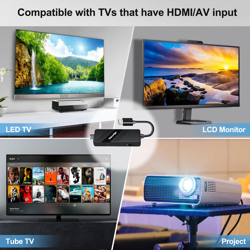 Digital Converter Box for TV, OWERSLYN 1080P Mini ATSC Tuner Box with TV Tuner, Programs Recording & Playback, USB Media Player, HDMI/AV Output, 3RCA Cables, Set Top Box, 2-in-1 Remote (Television)
