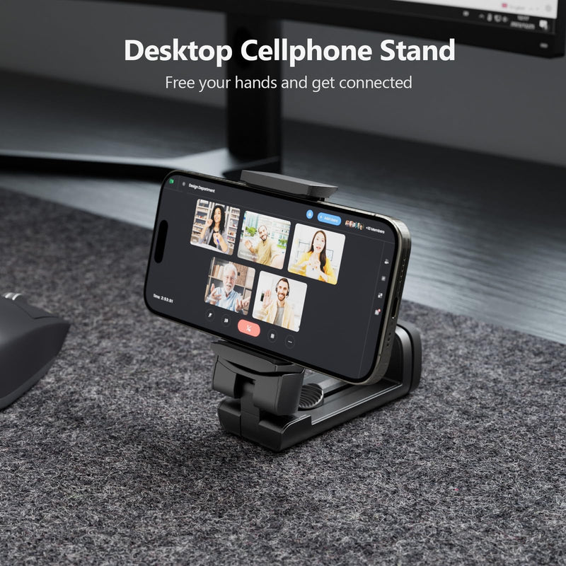 MiiKARE Airplane Travel Essentials Phone Holder, Universal Handsfree Phone Mount for Flying with 360 Degree Rotation, Accessory for Airplane, Travel Must Haves Phone Stand for Desk, Tray Table Black 1 Unit