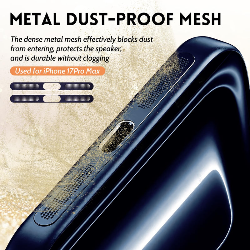 Mobile Phone Speaker Metal Dust Mesh for iPhone 17 pro max, Charging Port dust Plug, Cleaning Brush Cleaning Tool Set (Dark Blue)