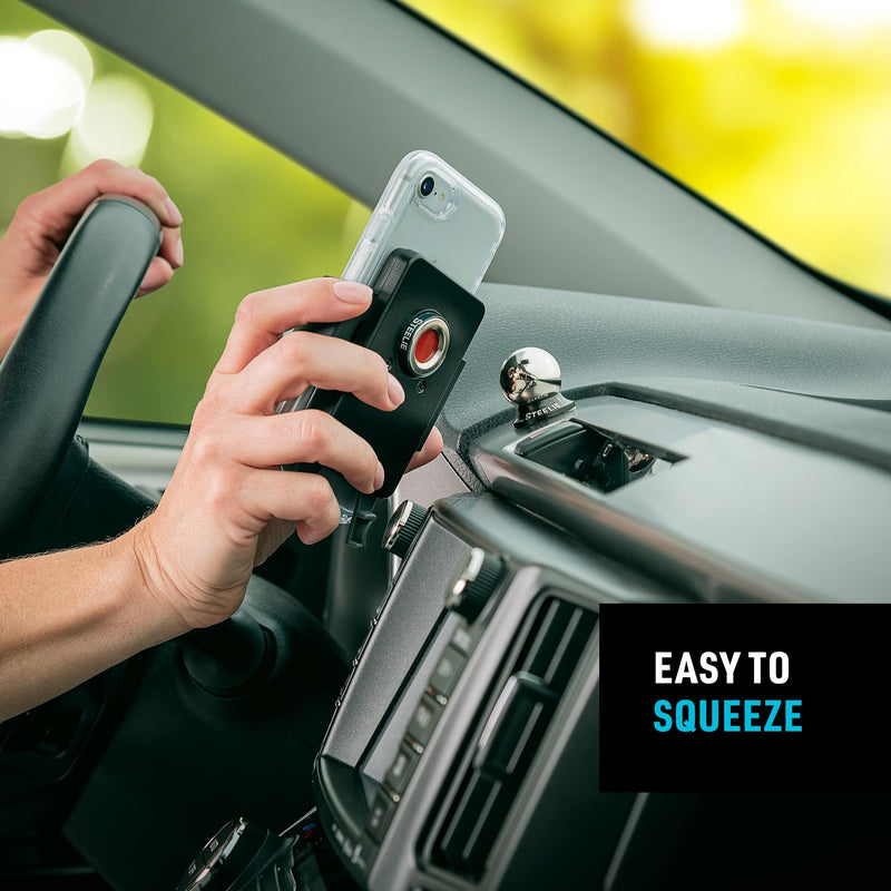 Nite Ize Steelie Squeeze Clamp - Universal Dashboard Mount for Hands-Free Use - Easy-Squeeze Levers - Continuous Force Springs - 360-Degree Rotation Magnetic Holder - Compatible with Wireless Chargers Phone Holder
