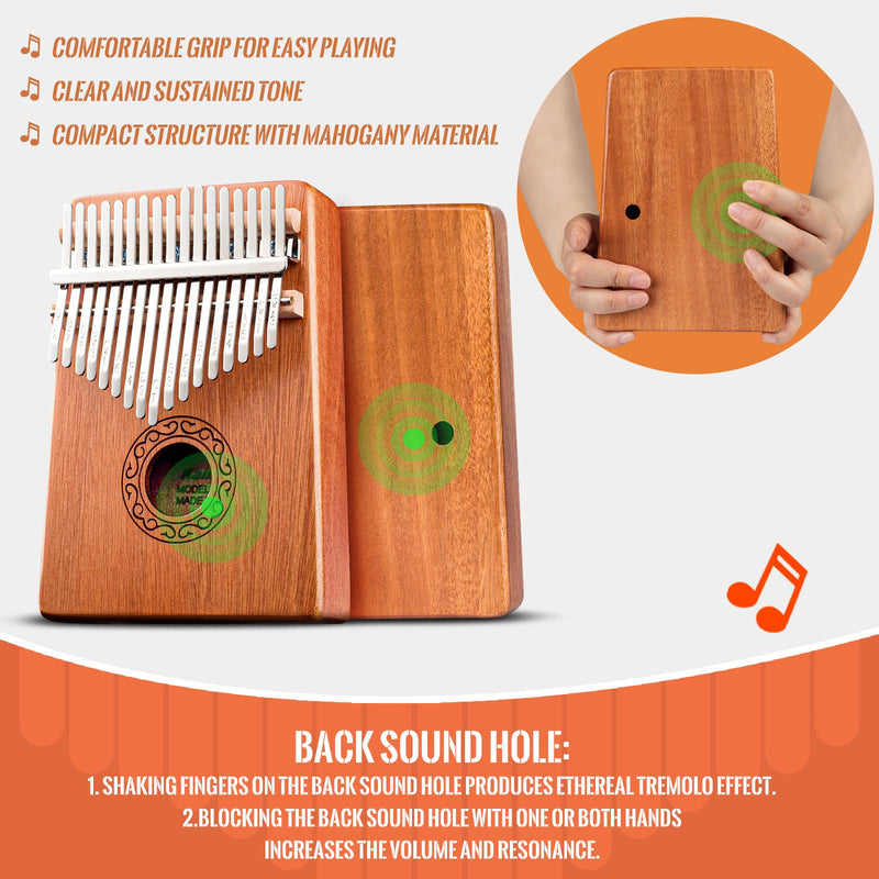 [AUSTRALIA] - CAHAYA Kalimba Thumb Piano Portable - 17Keys Finger Piano Marimbas with Carrying Bag, Tune Hammer Musical Instruments Gift for Kid Adult Beginners CY0338 