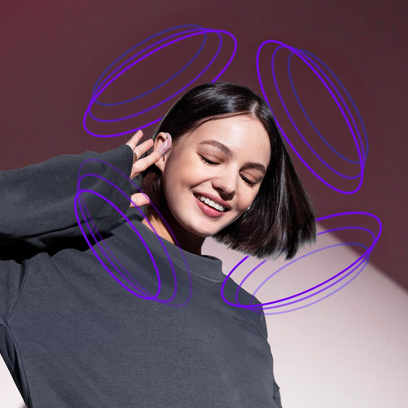 occiam Active Noise Cancelling Wireless Earbuds Bluetooth Headphones Ear Buds 96Hrs Playback Clear Call Waterproof Earphones with Ear Hook Microphones for Sport Running Pink