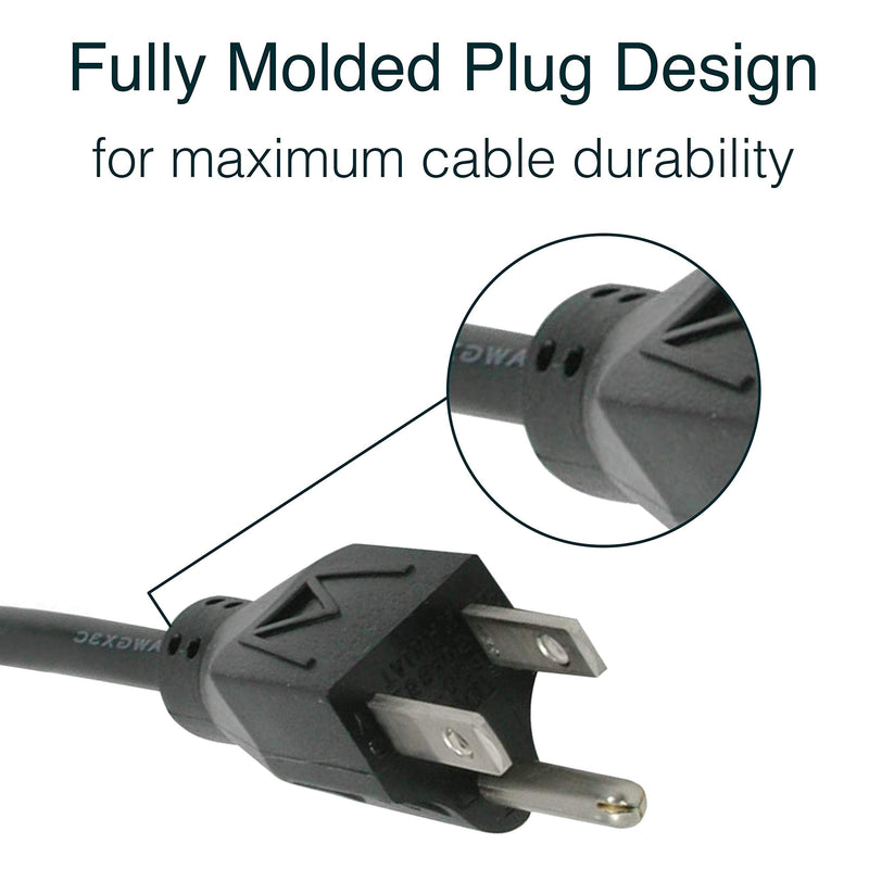 C2G Power Cord, Replacement Power Cable, 3 Pin Connector, For Computers, TVs, Monitors, & More, 18 AWG, Black, 10 Feet (3.04 Meters), Cables to Go 03134 10ft Universal