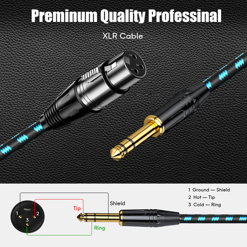 1/4" TRS to XLR Female Cable Adapter Balanced, 10FT Stereo Quarter Inch TRS to XLR Microphone Cable, Nylon Braided, OFC Shielded, Two Color, for Mic/Speaker/Mixer - 2Pack